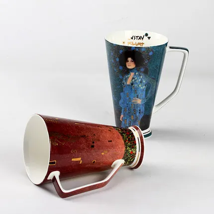 Kūrybos Kaulo Porceliano Puodelių Poros, Merginos Gimtadienio Dovanos Keramikos Europos Pieno puodeliai Klimto Šedevrų Klasikinis Retro Aliejinių Dažų
