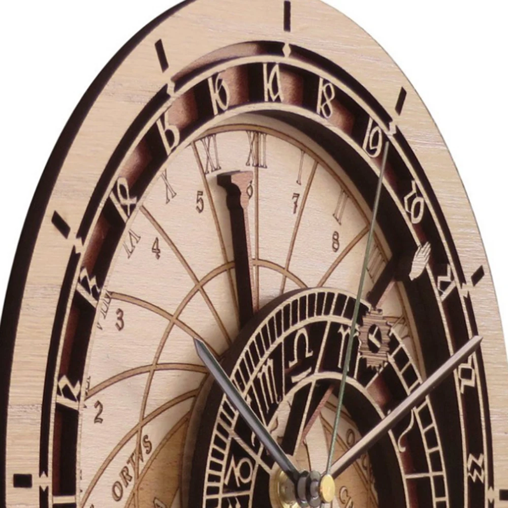 Kūrybos sieninis laikrodis Prahos Astronominis Medinis Laikrodis Kambarį Sieninis Laikrodis Kvarcinis Laikrodis Namų Decoratio Medienos Išjungimo Laikrodis