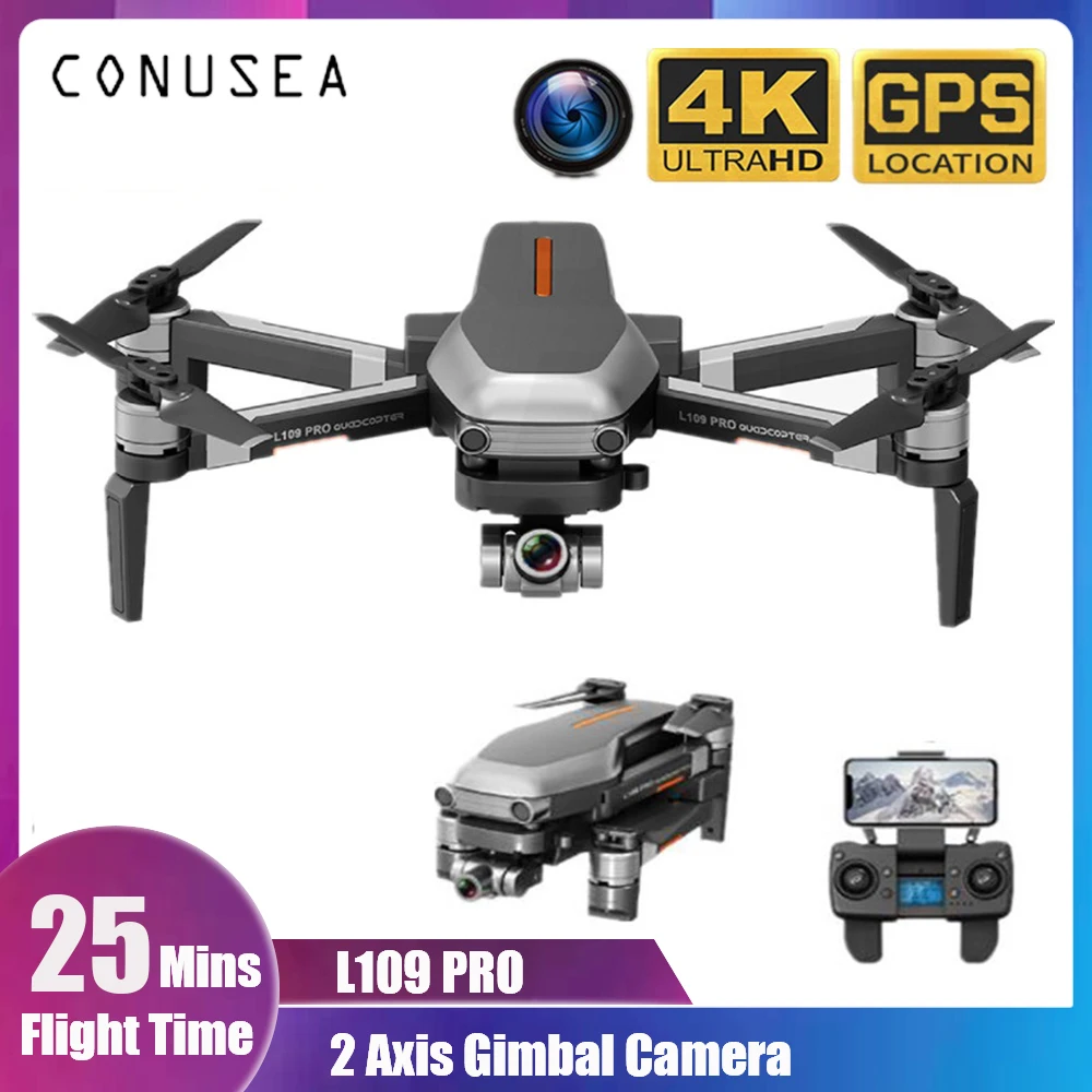 L109 PRO GPS RC drone su kamera hd tranai 4K profissional quadcopters 2-Ašis, Anti-Shake, Gimbal Dron Brushless vs SG906 PRO 2