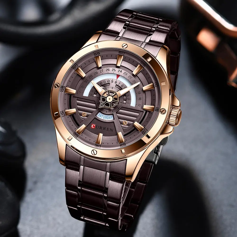 Laikrodžiai Vyrams CURREN Atsitiktinis Šviesos rankas Laikrodis su nerūdijančio plieno Mados Kvarcinis Laikrodis часы мужские наручные
