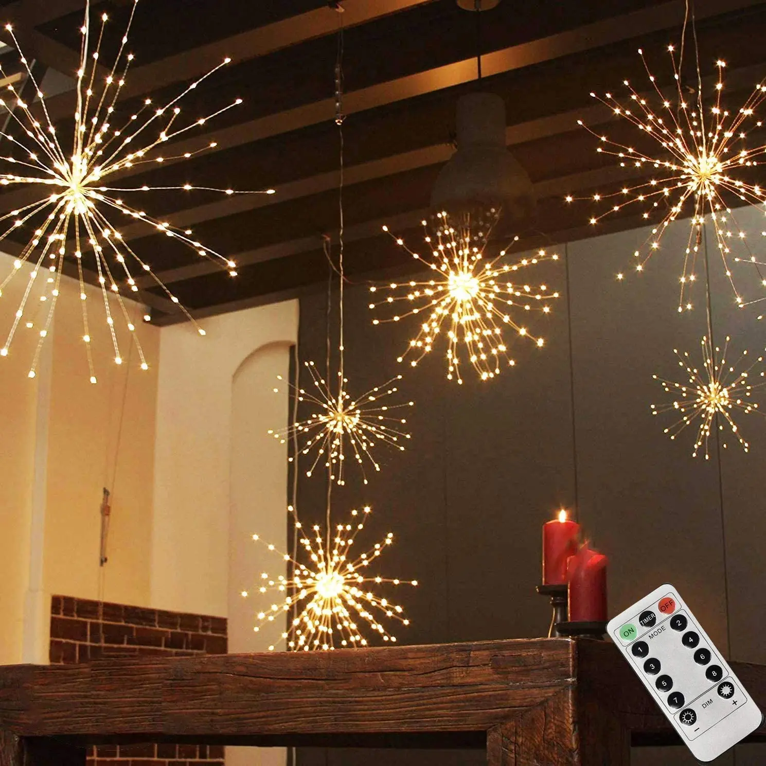 Lauko Vandeniui LED Fejerverkų Šviesos Girlianda Starburst Styginių Šviesos Kabo Lempa Kalėdų Eglutė Naujųjų Metų Namų Puošybai