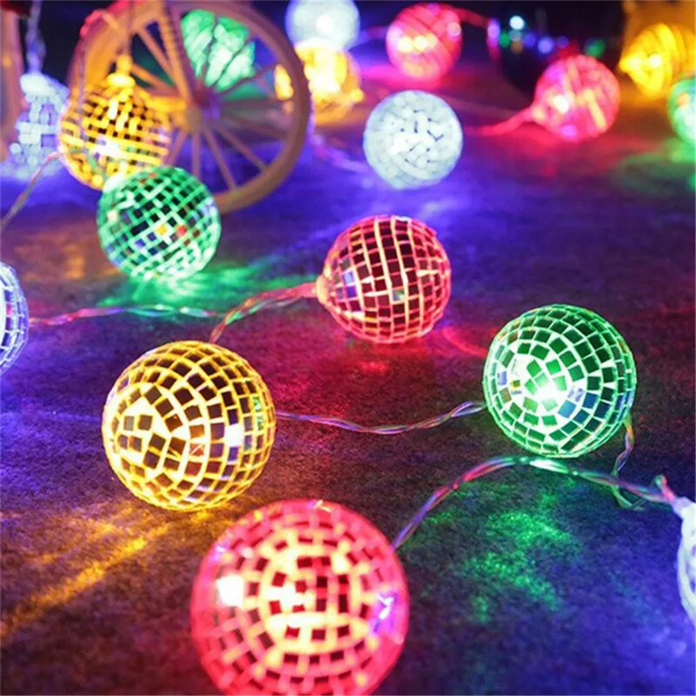 LED Eilutės Žibintai USB/Baterija Veidrodis Kamuolys Etapo Atspindys Lempa Vestuvės, naujieji Metai, Kalėdos, DJ Disco Namų Šaliai Dekoro
