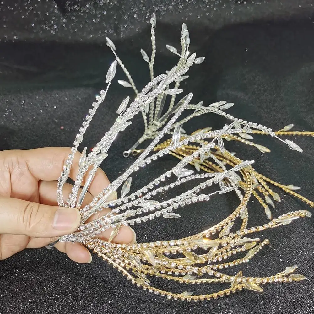 Luxcy Rhineston Rankų Darbo Vestuvinius Gėlių Dirbtiniais Pearl Crystal Crown Vestuvių Lankelis Moterų Hairband Tiara Vaikų Plaukų Aksesuarai