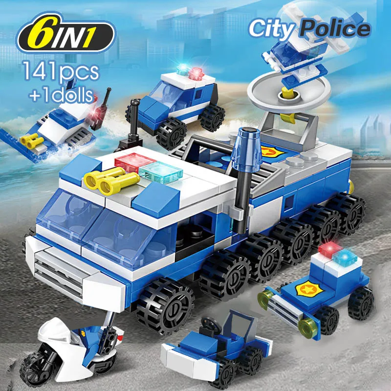 Miestas Serijos Blokų Gaisro Gesinimo 6in1 Sunkvežimiai Automobilių transporto Inžinerijos SWAT Policijos sunkvežimis Princesė Merginos Pilies Plytų Žaislas