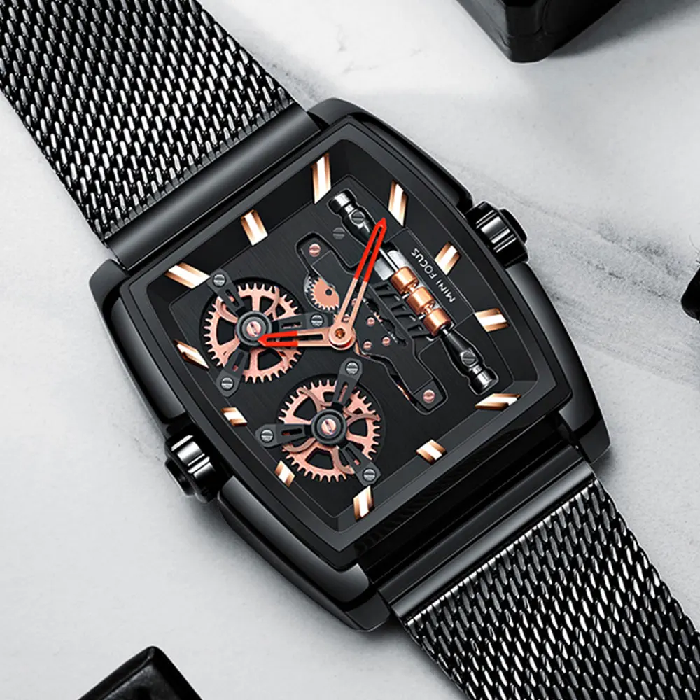 MINI DĖMESIO vyriški Laikrodžiai Kvadratinis Ciferblatas Laikrodis atsparus vandeniui 2020 Prabanga Top Brand Akių Dirželis Armijos Sporto Kvarciniai Laikrodžiai MF0322