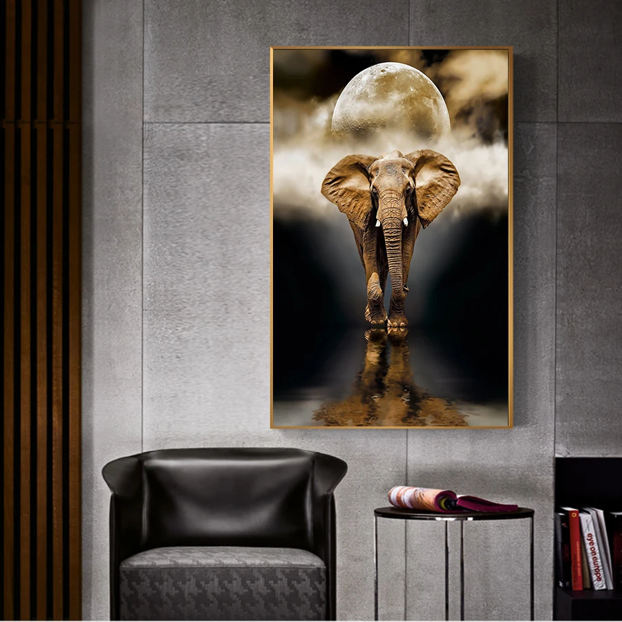 MUTU Retro Auksinis dramblys tapybos Sienos Meno Gyvūnų plakatus Spausdina Ant Drobės Paveikslą, Skirtą Kambarį Namuose Dekoro be Rėmelio