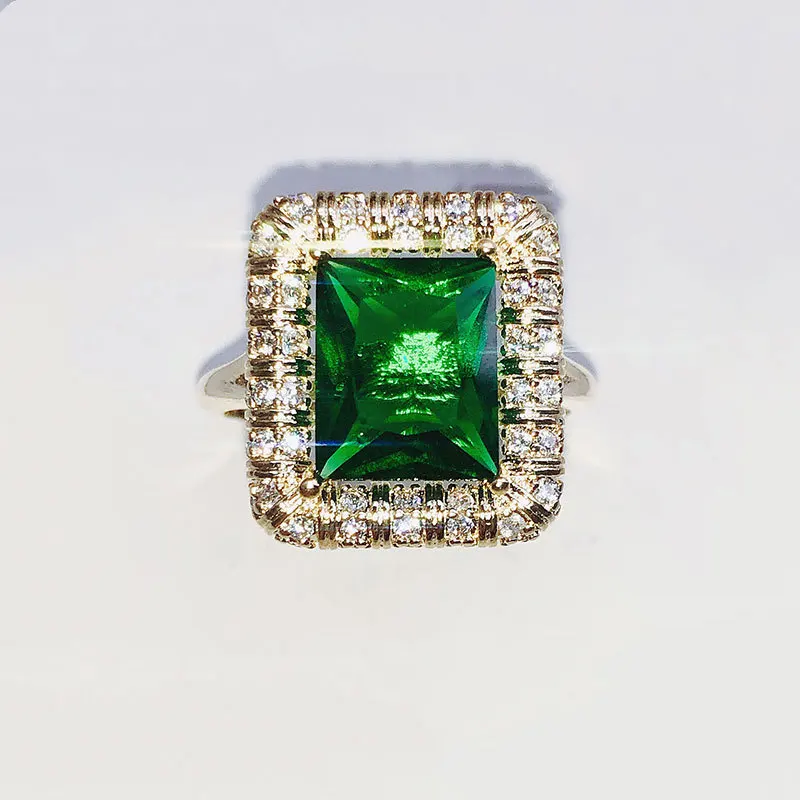 Naujas 925 sidabro gamtos smaragdas žiedas moterų modelių, Europos ir Amerikos mados aikštė brangakmenio moterų žiedas asmeninį