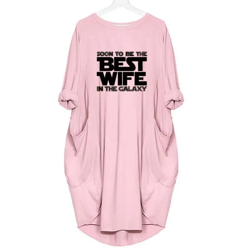 Naujas Atvykimo T-Marškinėliai Moterims Geriausia Žmona Galaxy Pocket Marškinėlius Viršūnes Harajuku T-Shirt Moterų Streetwear nemokamas pristatymas