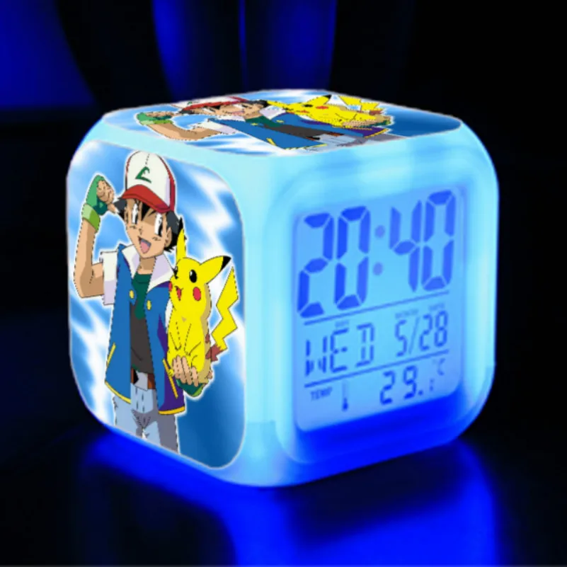 Naujas pokemon eiti Skaitmeninis 7 Spalvų Kaita LED Skaitmeninis Laikrodis-Žadintuvas Naktį šviesos Spalvinga Keitimas laikrodis