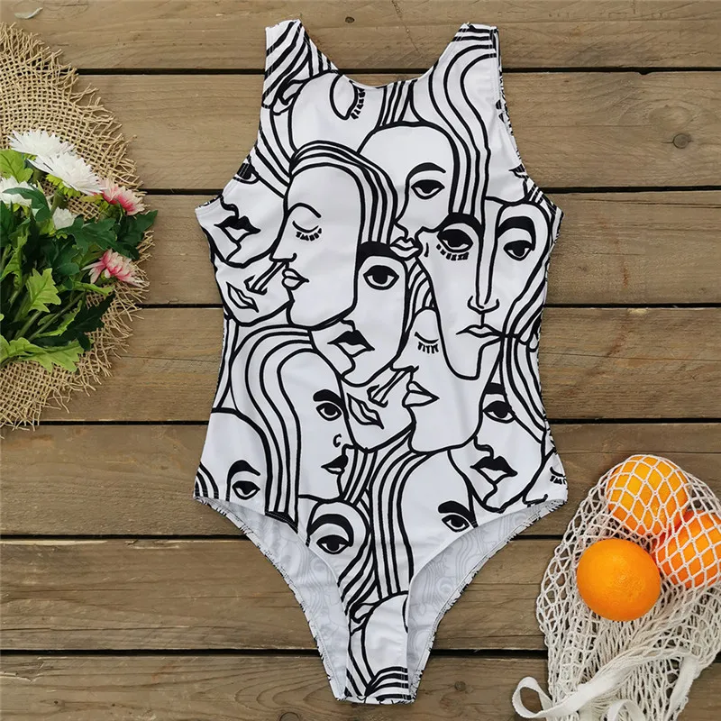 Para Praia vientisi maudymosi kostiumėlį Moteris Abstrakti tapyba maudymosi Kostiumėliai, 2021 Aukštos Sumažinti maudymosi kostiumėlį Seksualus Maudymosi Kostiumas Moterims Monokini maudymosi Kostiumėliai