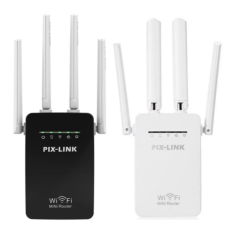 PIXLINK 300Mbps Bevielis Maršrutizatorius WiFi Signalo Kartotuvų Extender/AP/Router Režimu Mini Namuose Ilgą laiką Rang 4 Išorinė Antena Paprasta Sąranka