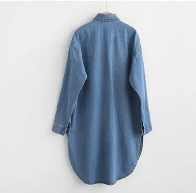Plius dydis 4XL 2020 m. rudenį Kankina Džinsinio Marškinėliai Moterims Retro Atsitiktinis Blue Coat su Kišenėmis viršuje jeans palaidinė