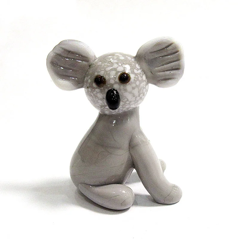Rankdarbiai miniatiūriniai Pilka murano stiklo koala meno statulėlės mielas gyvūnų mažas statula Ornamentu dovana vaikas Namų Dekoro Priedai