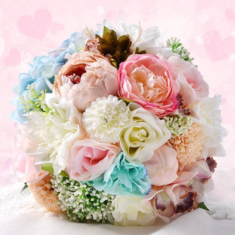 Realios Foto Crystal Rose Vestuvių Puokštės Vestuvių Bridesmaid, Dirbtinių Deimantų Gėlių Puokštė Su Šilko Juostelės Ir Krištolo