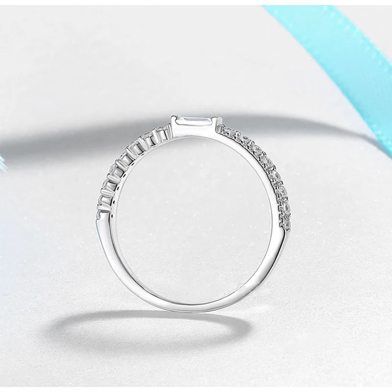 S925 sterlingas sidabro natūralus kalnų krištolas stačiakampio formos analoginis diamond ponios vestuvinis žiedas kietas diamond vestuvių žiedai moterims