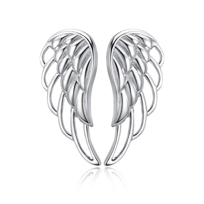 SG 925 Sterlingas Sidabro Tuščiaviduriai angelas sparnų Stud Auskarai Moterims, Sidabras Maži Auskarai Fine Jewelry Nemokamas pristatymas