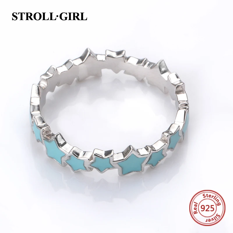 Strollgirl 925 Sterling Silver Star Piršto Žiedai, Spindinčią Tamsoje Vienas Žiedas Moterų Mados Juvelyrika Dovana Nemokamas Pristatymas