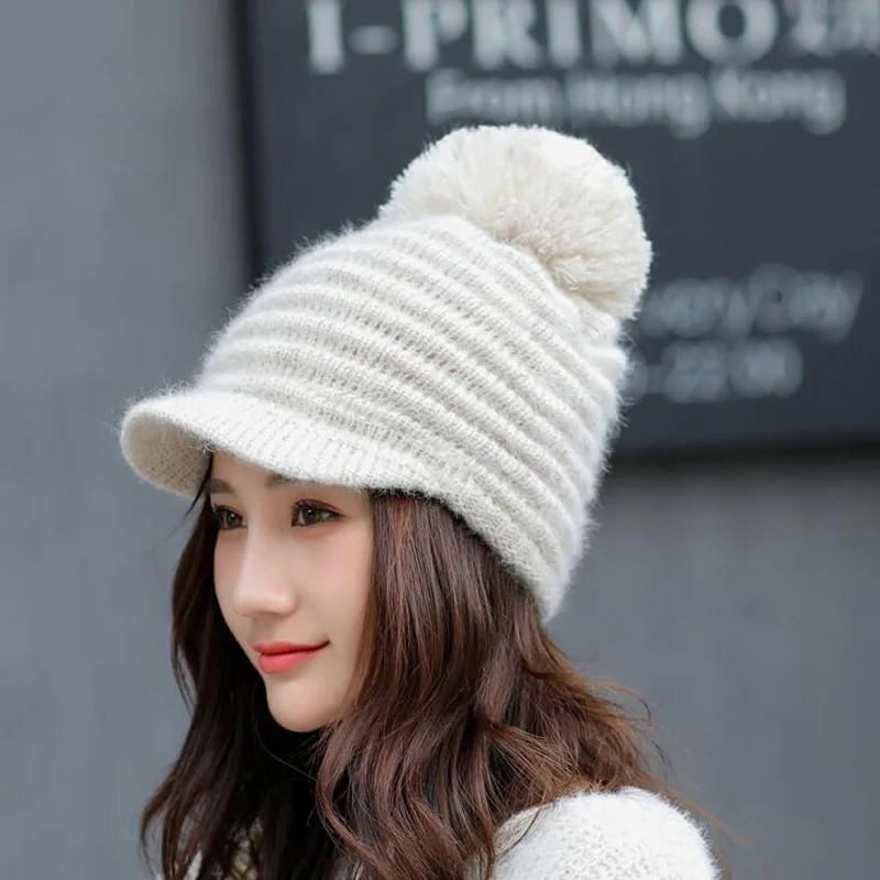 SUOGRY Moterų Žieminės Kepurės Mergaitėms, Kepurės Naujas Mados 2018 Aukštos Kokybės Megztas Šiltas Beanies Skullies Lady Pom Pom Ausų Kepurės