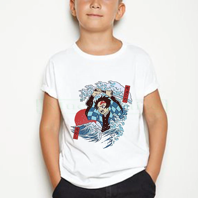 Vaikai Berniukai Velnių žudikas marškinėliai Spausdinti Cosplay Japonijos Dvasia ašmenys Vaikų Vasaros trumpomis Rankovėmis Tshirts Demon Slayer Drabužiai