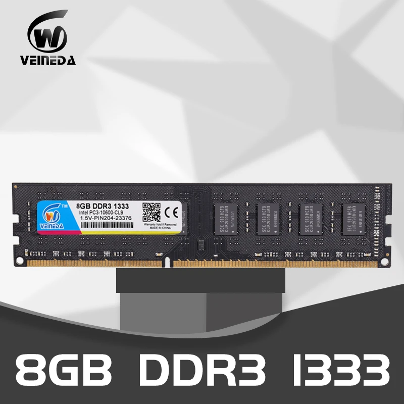 VEINEDA Dimm Ram 8GB DDR3 1333 PC3-10600 240 smeigtukai 1,5 V atminties, Suderinama 8gb ddr3 1600 PC3-12800 AMD Intel DeskPC