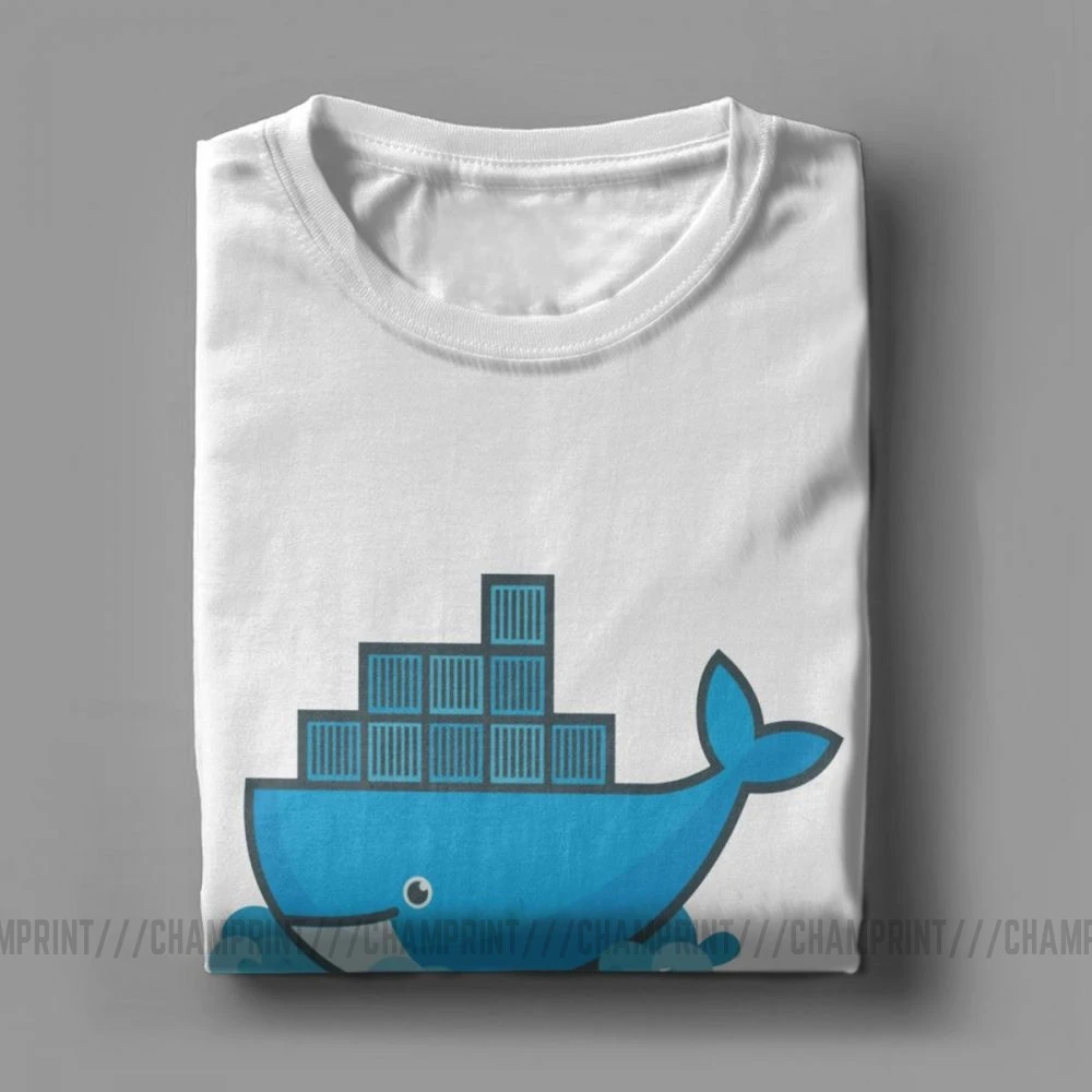 Vyrai Docker Banginių T Shirts Ruby Programavimo Medvilnės Drabužius Humoro Trumpas Rankovės O Kaklo Tees Originalūs Marškinėliai