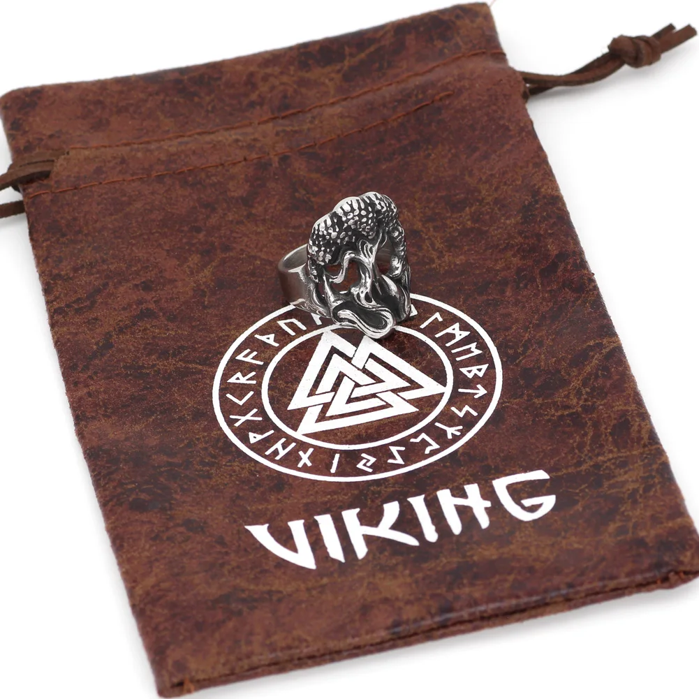 Vyrai nerūdijančio plieno skandinavų vikingų Yggdrasil Gyvybės Medis amuletas žiedas viking papuošalai