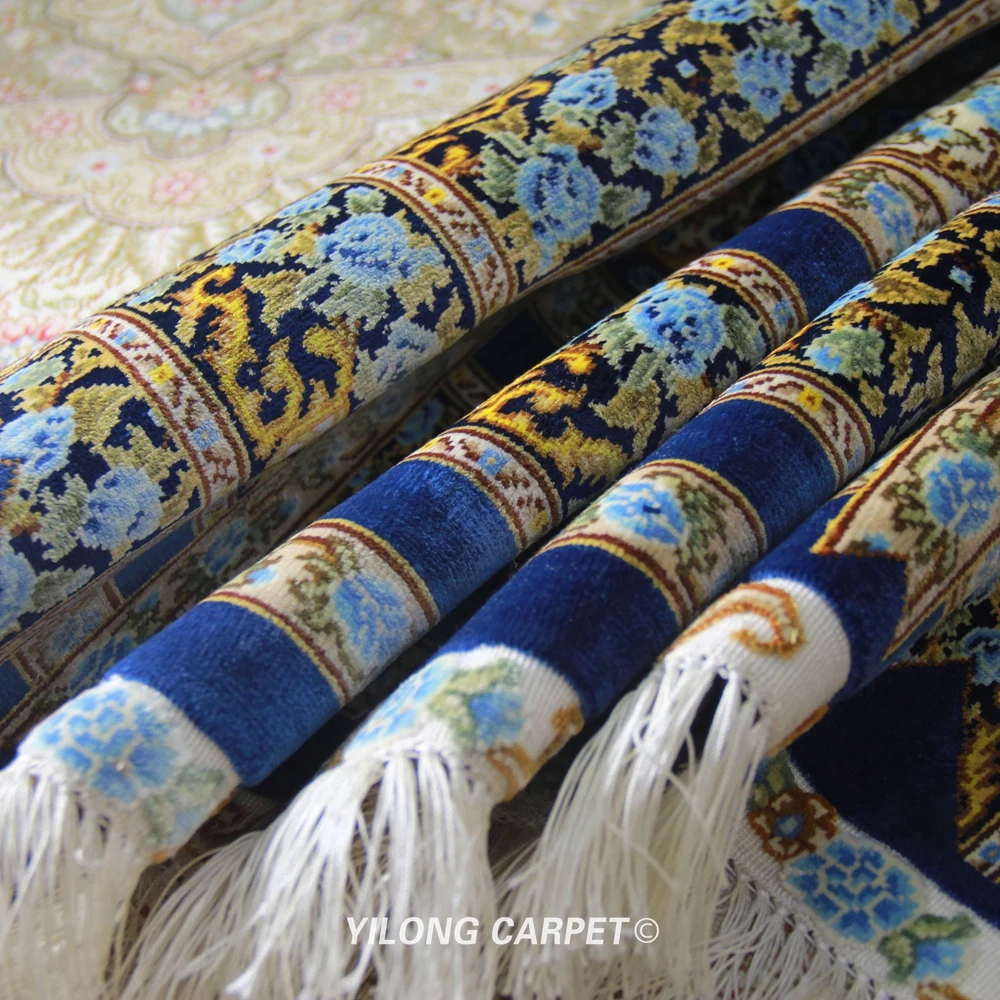 YILONG 3 'x 5' Vantage persų šilko raudonos gėlės kilimas, rankomis rišti rytų kilimėliai (ZQG309A)