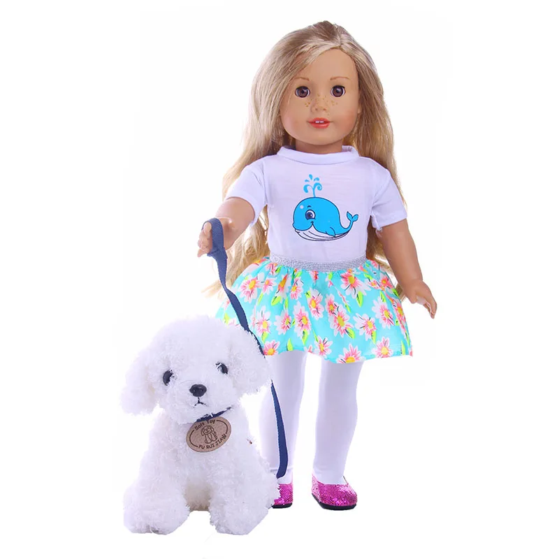 ZWSISU Minkštas Pliušinis Žaislas Šuo su Švino 18 colių Lėlės arba 43 cm, Lėlės, Lėlių Priedai