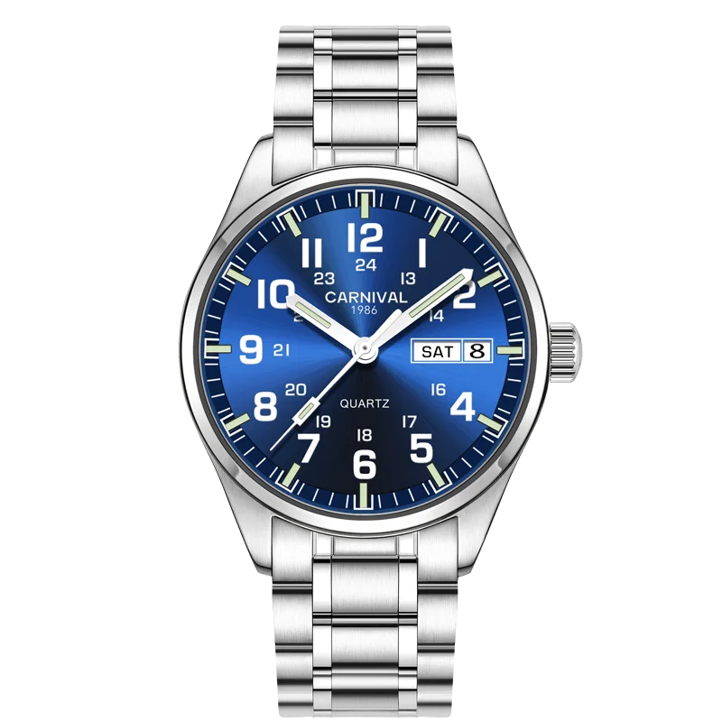 Šveicarija Karnavalas Prabangos Prekės ženklo Žiūrėti Vyrų Japonijos Kvarco Laikrodžiai, Šviesos Rankas Sapphire atsparus Vandeniui Plieno Vyrų Laikrodis C8638-1