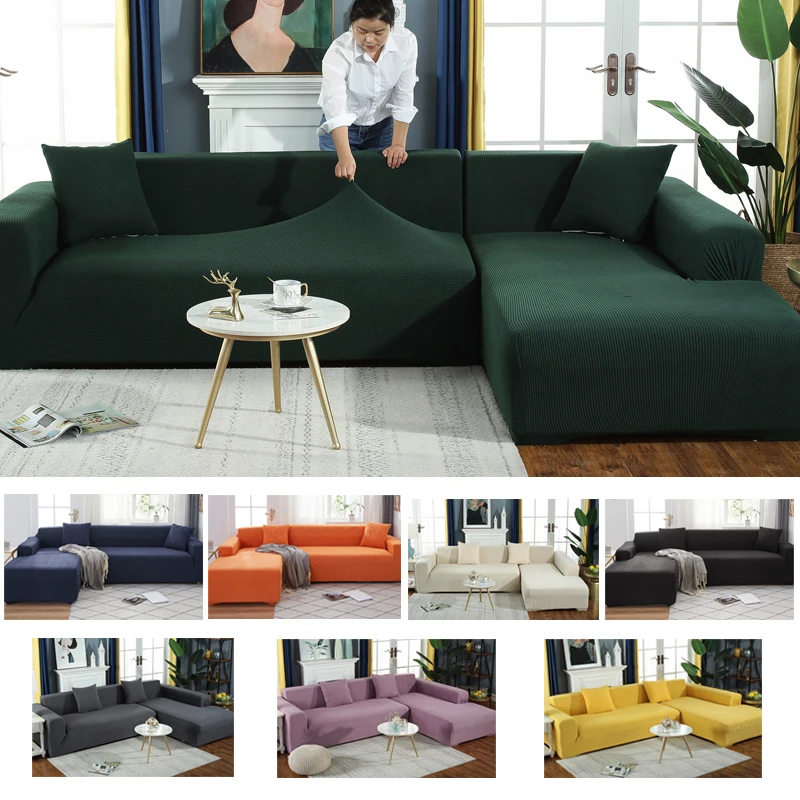 1/2/3/4 sėdynės aksomo elastinga kampe sofa padengti gyvenamasis kambarys sofos padengti porankiu šiuolaikinės L-formos sofa dangtis