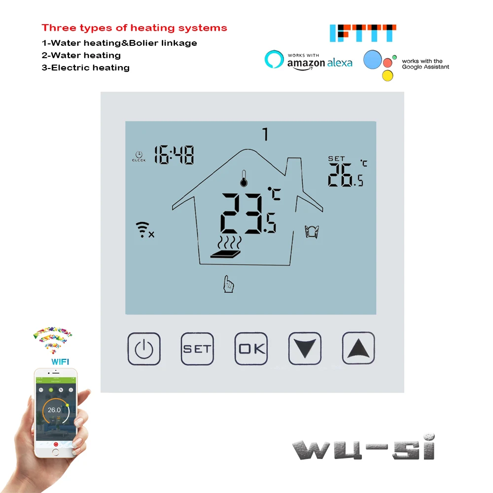 16A elektros šildymo WIFI termostatas, ir 