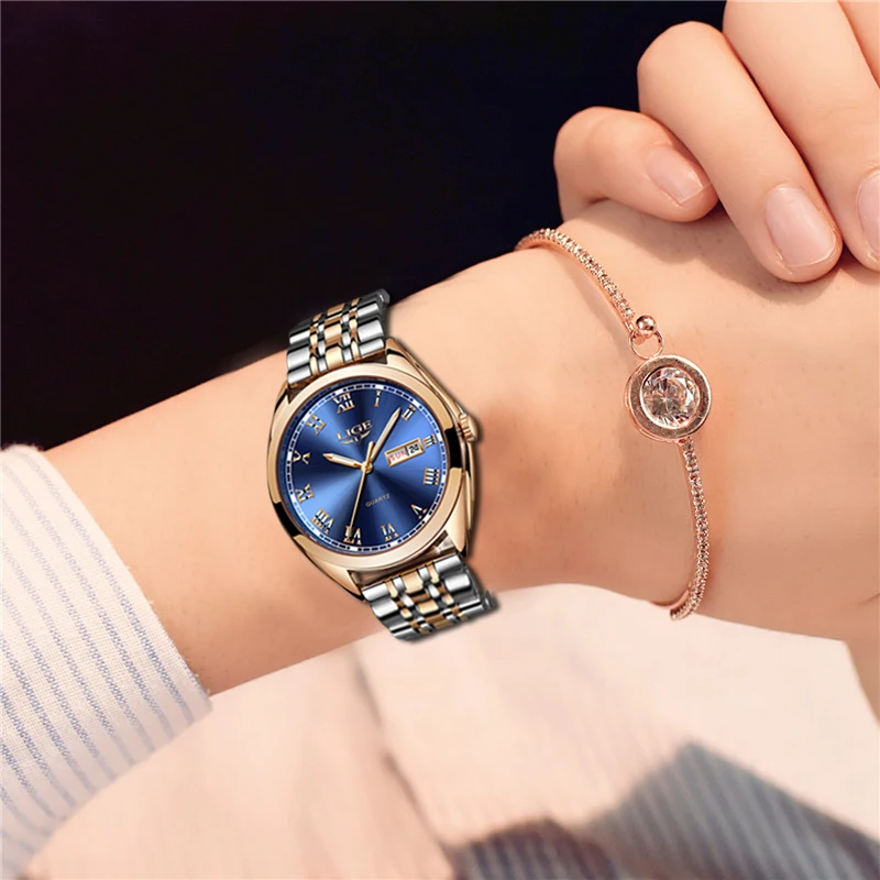 2019 LIGE Naujas Rose Gold Moterų Watch Verslo Kvarco Žiūrėti Ponios Viršų Prabangos Prekės ženklo Moterų Riešo Žiūrėti Mergina Laikrodis Relogio Feminin