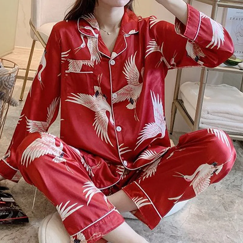 2020 Mados Spausdinimo Pižamos Rinkinys Moterims Ilgomis Rankovėmis Sleepwear Tinka Rudens Kelnės Homewear Kostiumas Ištaigingas Dėvėti Namuose Drabužiai
