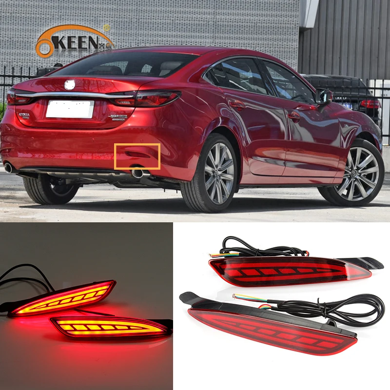 2VNT Galinis Rūko Žibintas Už Mazda 6 Atenza 2019 2020 Automobilio LED Galiniai Veikia Šviesos Bamperis Stabdžių Žibintas Dinamiškas Posūkio Signalo Atšvaitas