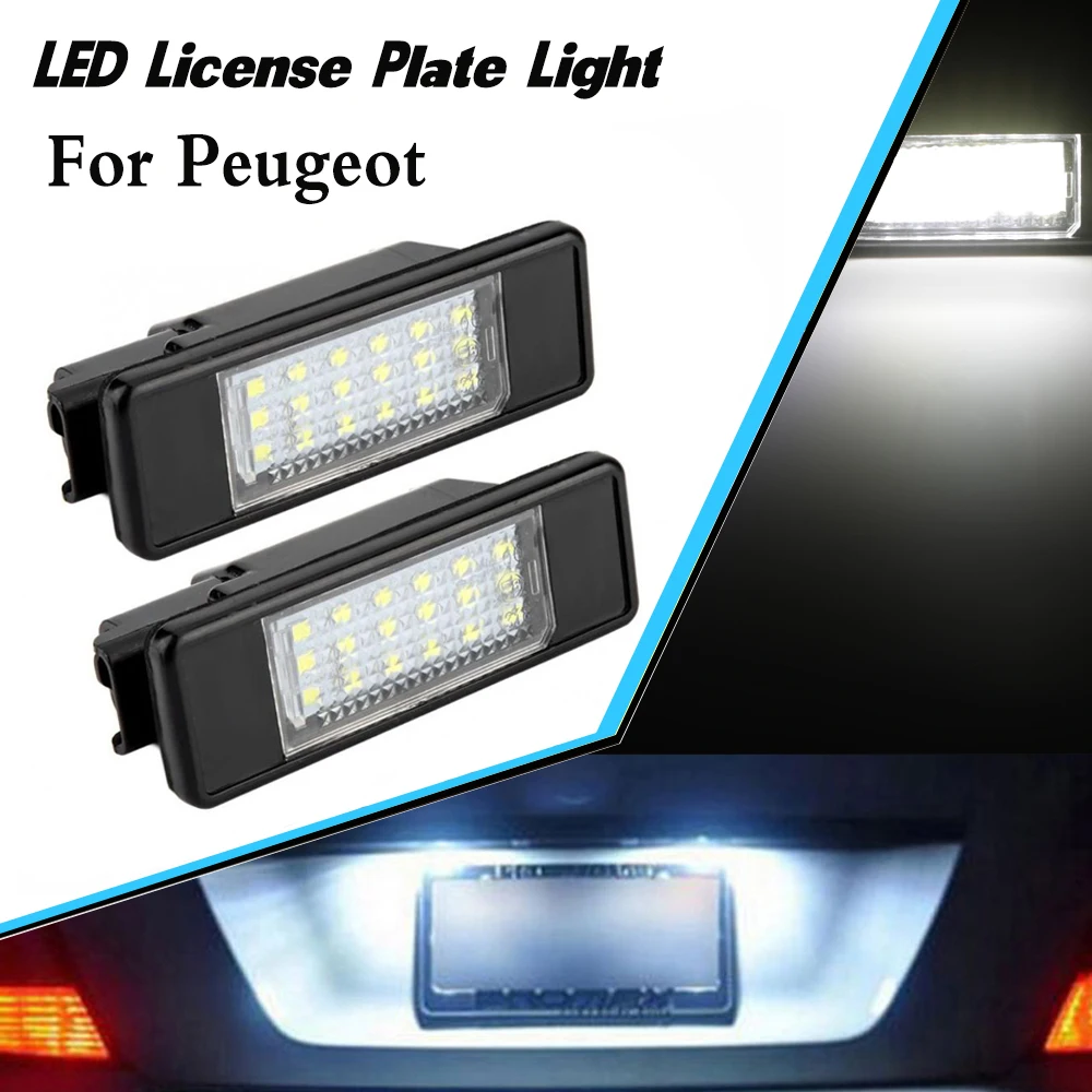 2VNT Skirti Peugeot LED Licenciją Plokštelės Lengvųjų automobilių numerių lempos itin ryškus PEUGEOT 106 207 307 308 406 407 508 1007 3008