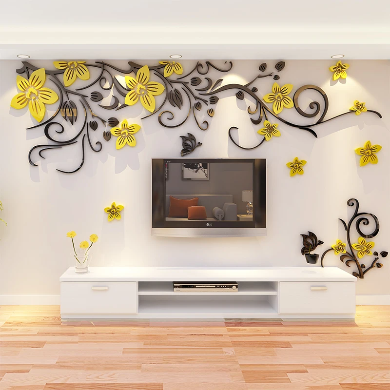3D Sienų Lipduko Romantiškas Gėlių Lipdukas Gyvenimo Kambario Sienos Lipdukai TV Foną, Apdailos Maison Šiuolaikinės Sienų Lipdukai Meno Lipdukai