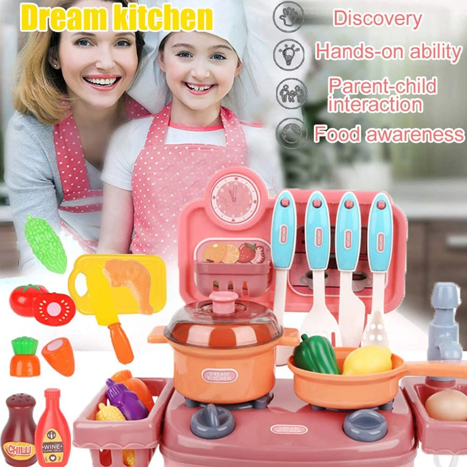 40# Mini Virtuvės Kriauklė Žaislai Virimo Virtuvėlės Virtuvės Reikmenys Virtuvės Komplektas Vaikams Virimo Žaisti Namuose Žaislas Mergaitei Berniukui Dovana