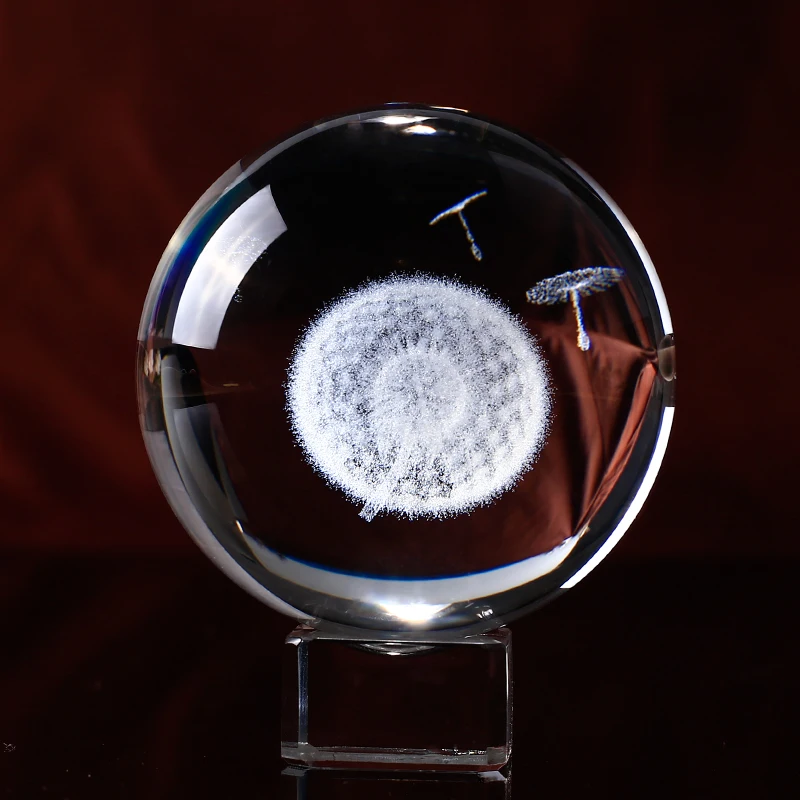 6cm/8cm 3D Lazeriu Graviruotas Kiaulpienių Krištolo Rutulį Feng Shui Gėlių Gaublys su Stiklo Kamuolys Namų Puošybai Aksesuarai Dovanos