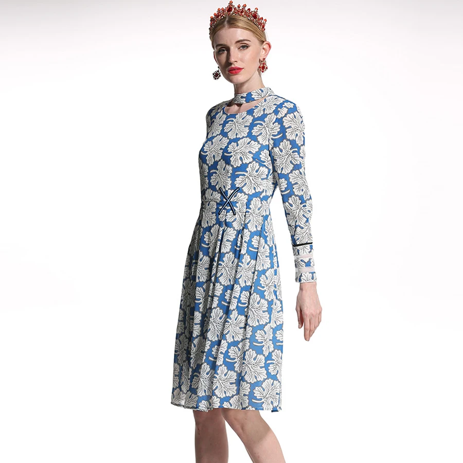 AELESEEN kilimo ir tūpimo Tako Moterų Darbo Suknelės 2021 Moterų Pavasario Siuvinėjimo Mados Visas Rankovės Lapų Spausdinimo Kelio Ilgis Juoda Elegantiška Suknelė