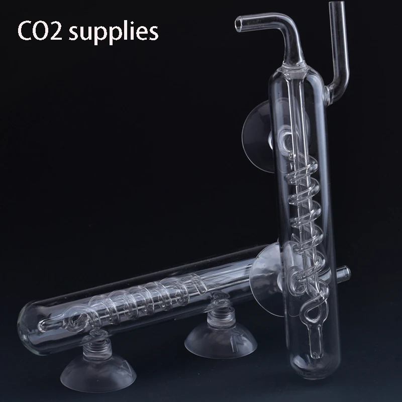 Akvariumas 1pc CO2 difuzorius burbulas counter spiralės sodinimo lovio stiklo purkštukai reguliatorius su siurbtuko CO2 įranga
