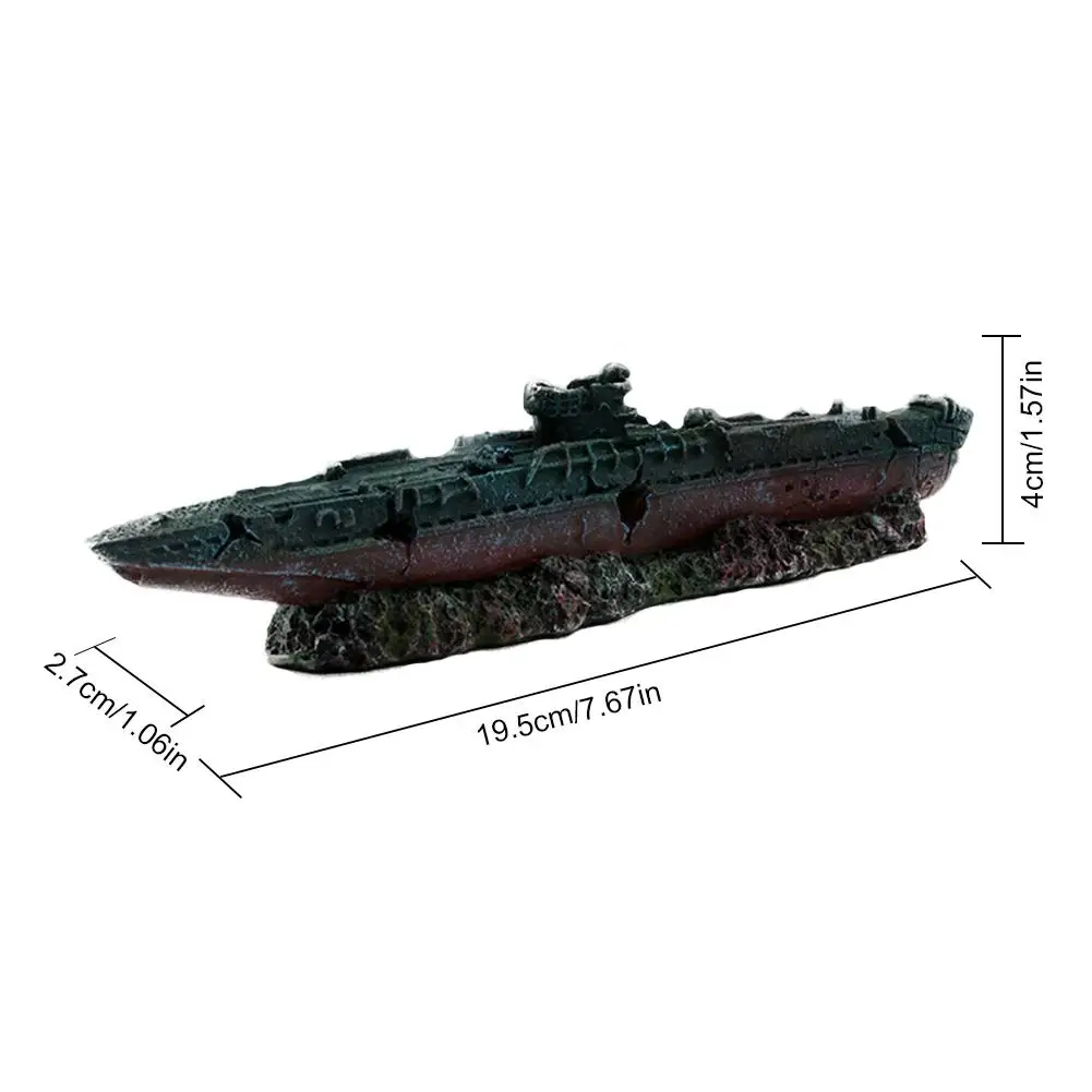 Akvariumo Žuvų Bakas Kraštovaizdžio Modeliavimas Dervos Sudužimas Karo Laivas Povandeninis Laivas Modelis Nušiuręs Jūros Karo Nuolaužos Slepiasi Namas