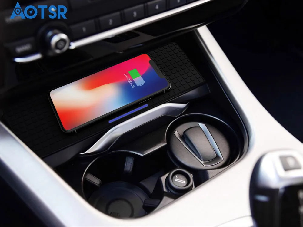 Aotsr QI Bevielio Automobilinis Įkroviklis BMW X3 X4-2017 Protingas Spindulių Greitai Belaidžio Įkrovimo Automobilinis Telefono Laikiklis iPhone