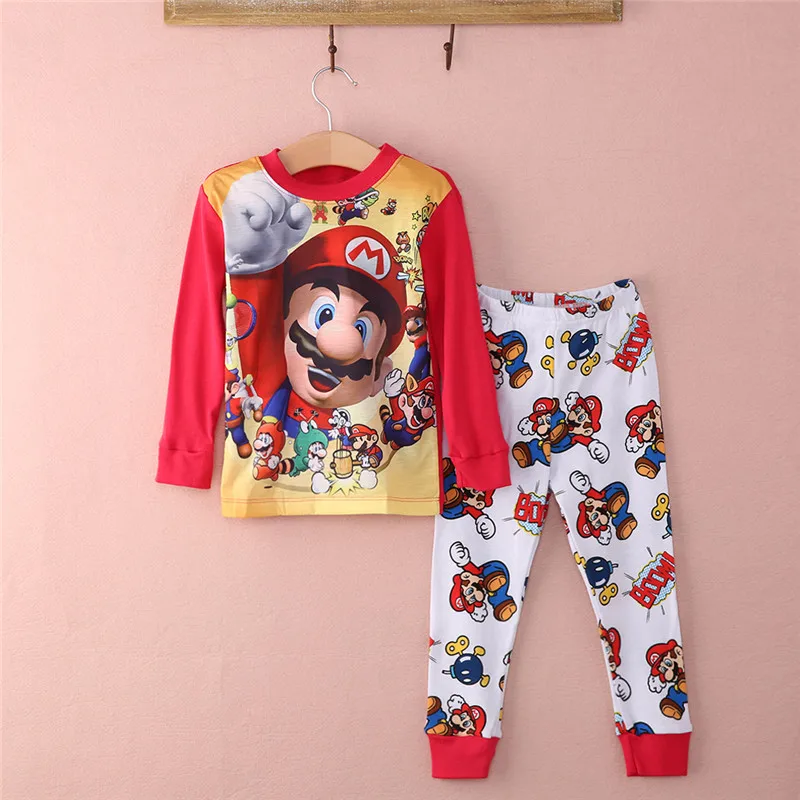 Bamblys Kūdikių Vaikams Berniukas, Super Mario Medvilnės Naktiniai Drabužiai Sleepwear Pižama Komplektas Komplektai