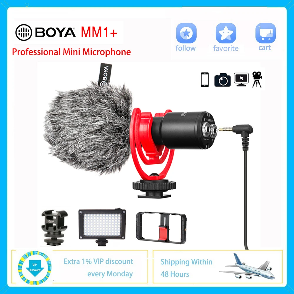 BOYA Naujas MM1+ Mini Mikrofonas Vlog 