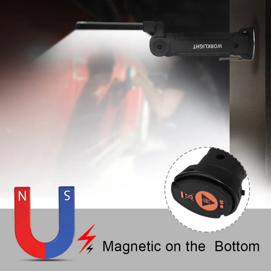 COB Žibintuvėlis Nešiojamų 5 Režimu Fakelas USB Įkraunamas LED Darbo Šviesos Magnetinis COB Lanterna Palapinės Kabo Lempa, Built-in Baterijos