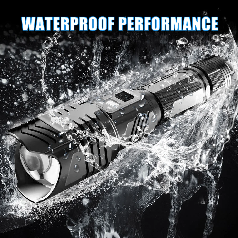 Galingas XHP90 LED Žibintuvėlis Ryškiausių Didelės Galios Taktinis Žibintuvėlis su USB Įvestis ir Išvestis Funkcija Vandeniui 26650 Lauko Šviesos