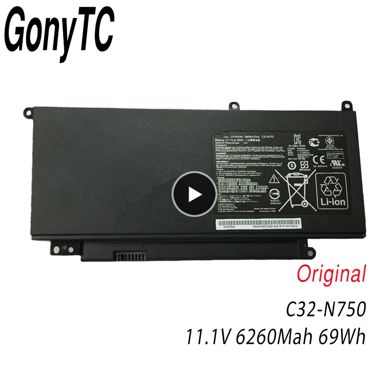 GONYTC C32-N750 6260mAh 69W Originali originalus laptopo baterijos C32-N750 už Asus N750 N750JV N750J n750jk
