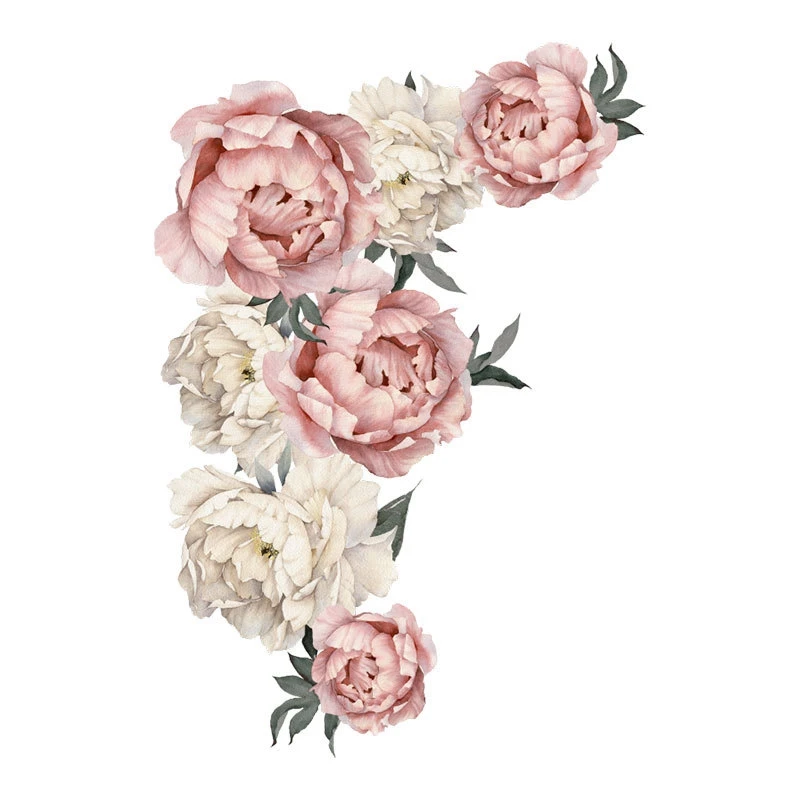 Gėlių Siena Lipdukas PVC Romantiška Rožinė Rožė, Bijūnas Sienos Lipdukas Gėlių Įklija, Sofos Fone gyvenamojo Kambario, Miegamojo, vaikų Darželio Dekoras