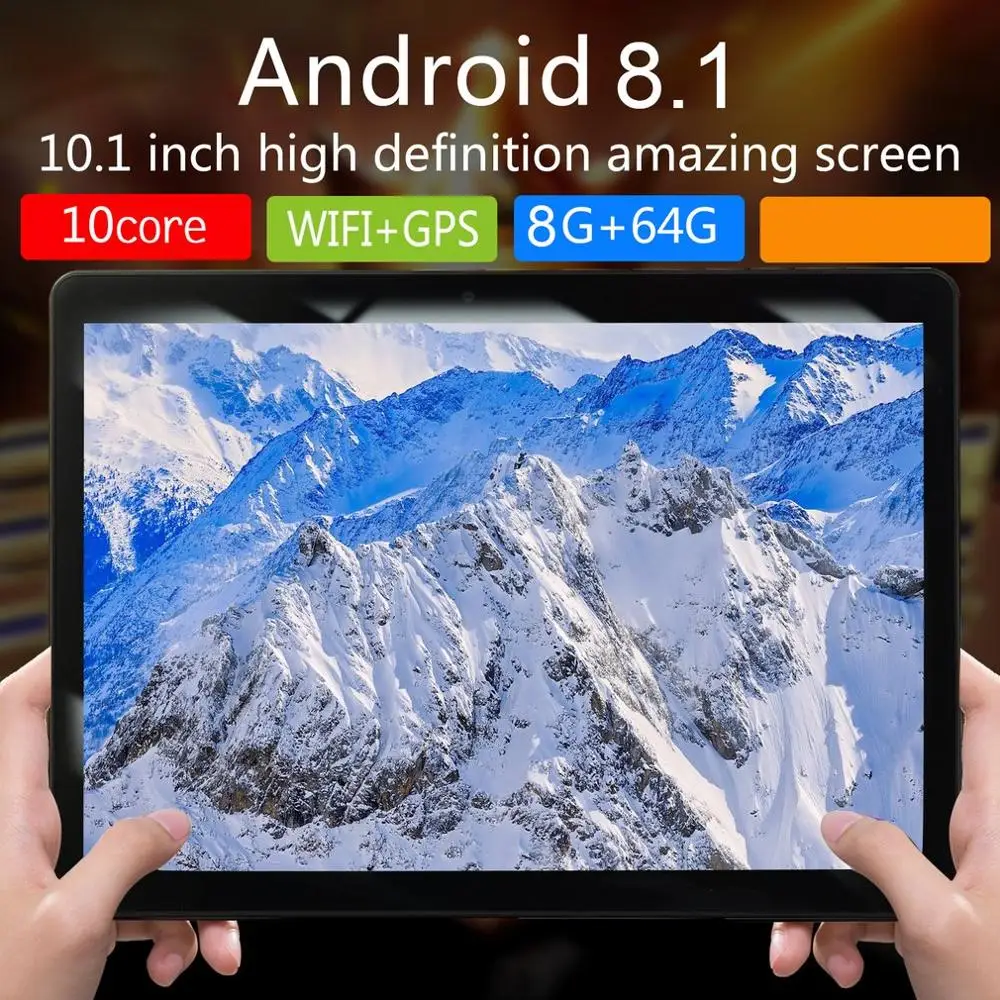 KT107 apvalia Skyle Tablet 10.1 Colių HD, Didelis Ekranas, Android 8.10 Versija Mados Nešiojamų Tablet 8G+64G Juodos spalvos Planšetinį kompiuterį