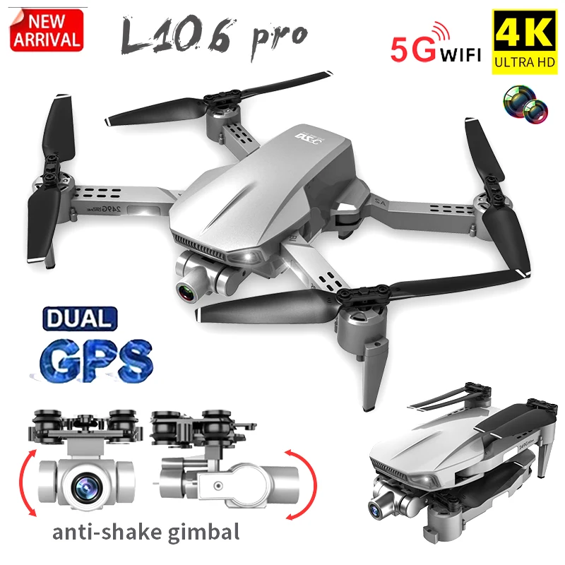 L106 Pro Naujas GPS Drone Su Kamera 5G WIFI FPV Tranai Brushless Variklio, Sulankstomas RC Quadcopter 4K Profesinės Dron Žaislai VS L109